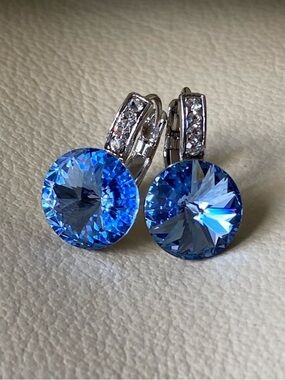 Sparkling Blue Crystal Drop Earrings